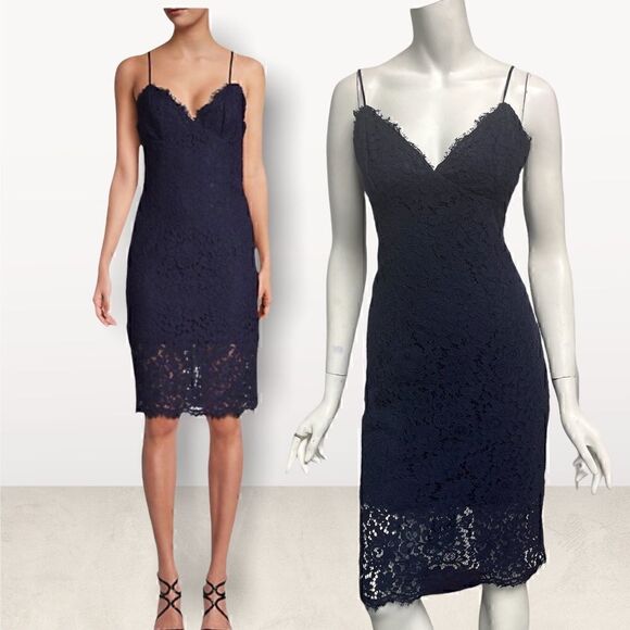Bardot Blue Lace Spaghetti Strap Dress - Picture 1 of 7